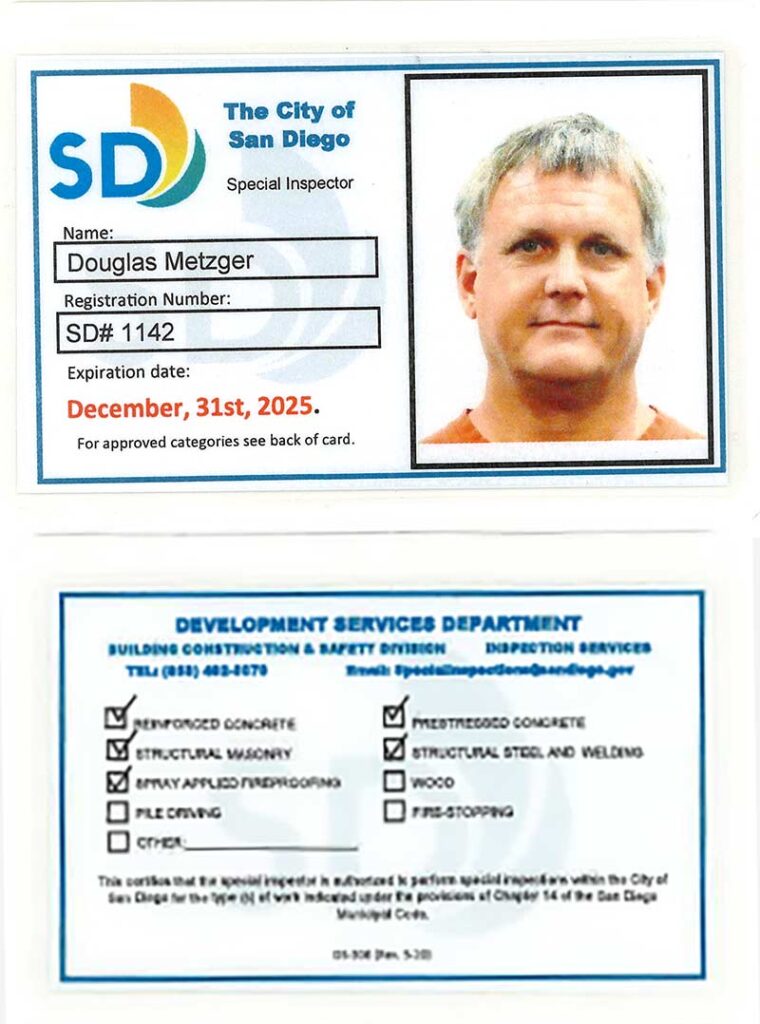 Sd Inspector Roster Certifications – Special Inspector San Diego